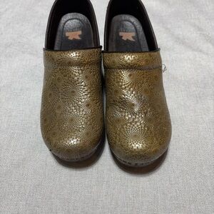 Dansko Gold Patterned Clogs